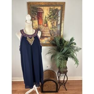 By By Women’s Dress Size 1X Sleeveless Open Back Keyhole With Button Embellish